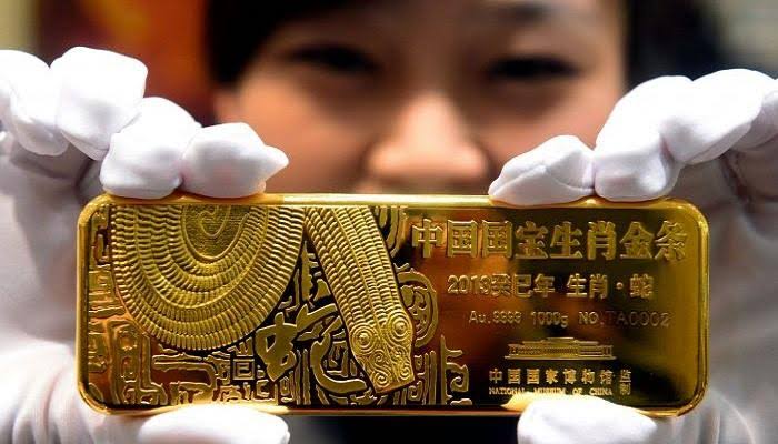 صورة احتياطيات الذهب المؤكدة في الصين تبلغ حوالي 14131 طن في 2019